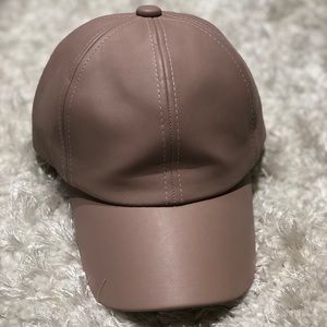Blush colored leather baseball cap